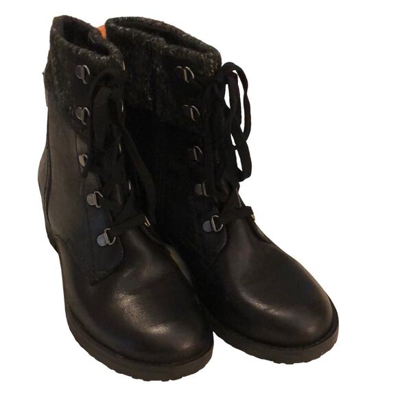 Baretraps Orley Black Boots with 1” Heel Woman Size 8.5 Sweater Cuff Hiking - Picture 2 of 7